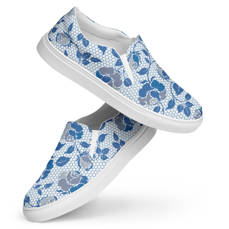 Honeycomb Roses Women’s slip-on canvas shoes - Objet D'Art