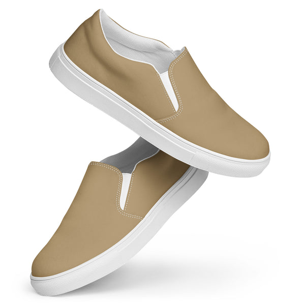 Earthtone Tan Women’s slip-on canvas shoes - Objet D'Art
