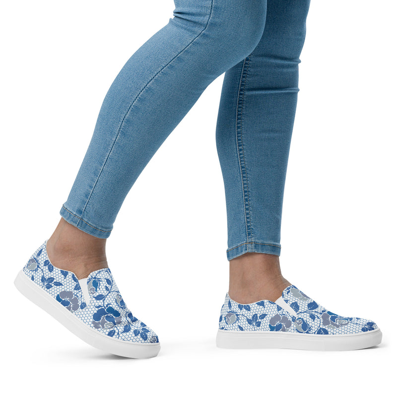 Honeycomb Roses Women’s slip-on canvas shoes - Objet D'Art