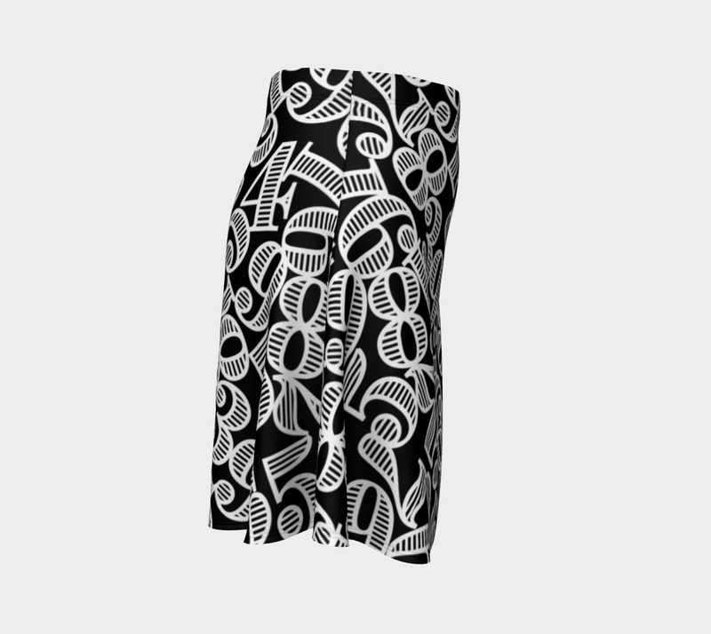 Numbers Print Flare Skirt - Objet D'Art