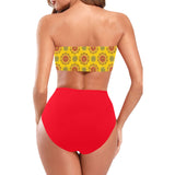 scarlet flame print 2 Chest Wrap Bikini Swimsuit (Model S36) - Objet D'Art