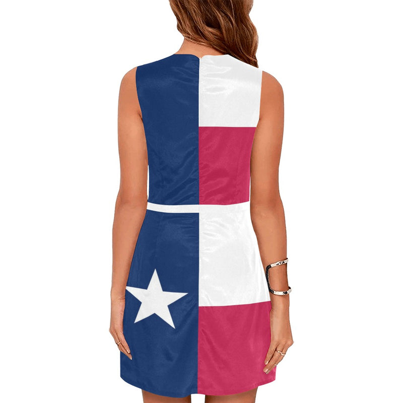 Texas Lone Star Eos Women's Sleeveless Dress (Model D01) - Objet D'Art