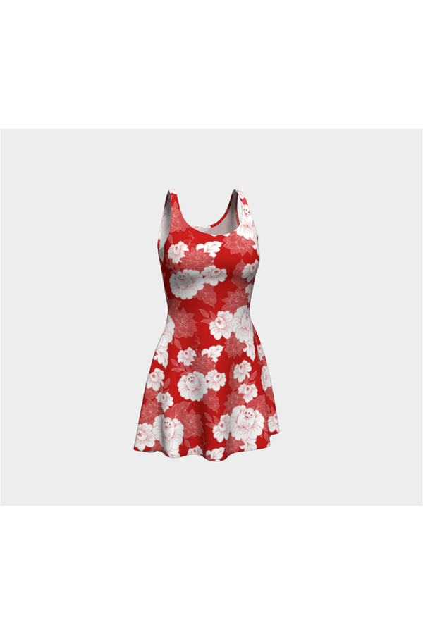 Red Floral Flare Dress - Objet D'Art