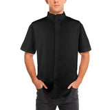 black 2 9k Men's Stand-Up Collar Short Sleeve Shirt - Objet D'Art