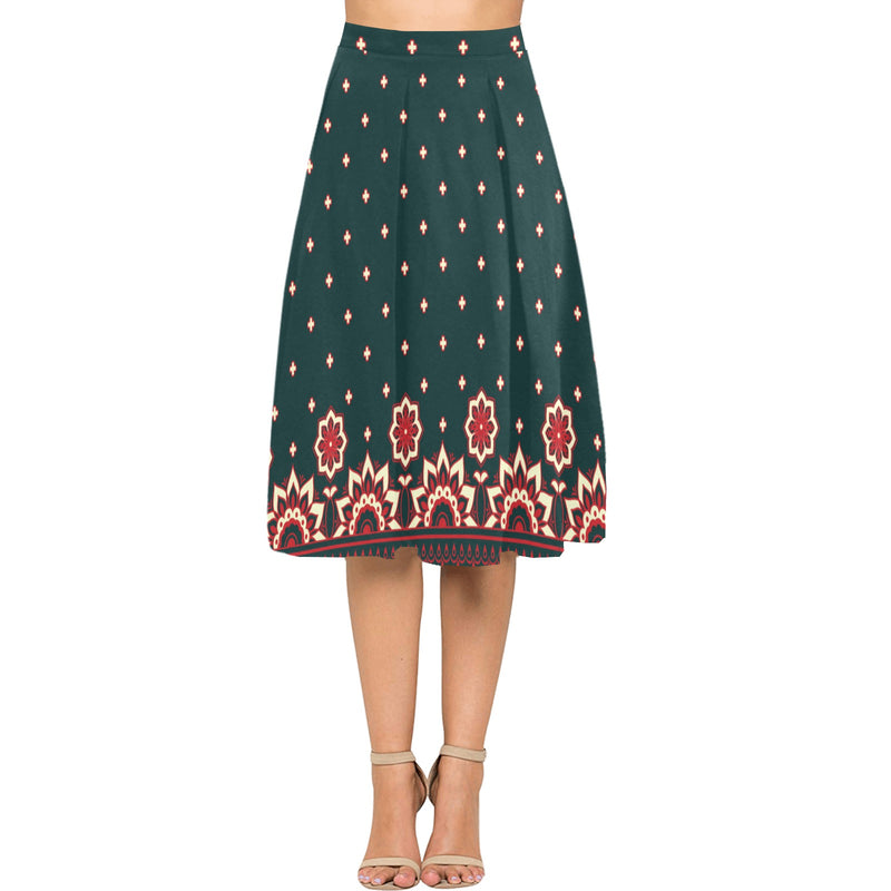 Floral Arabesque Mnemosyne Women's Crepe Skirt (Model D16) - Objet D'Art