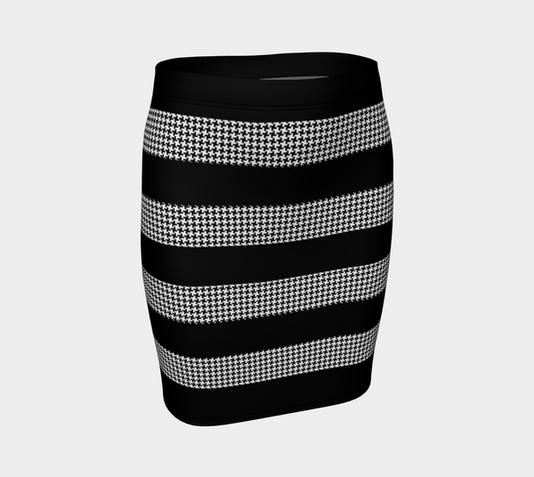 Striped Houndstooth Fitted Skirt - Objet D'Art