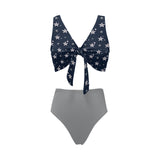 kemp logoed swimsuit gray print Chest Bowknot Bikini Swimsuit (Model S33) - Objet D'Art