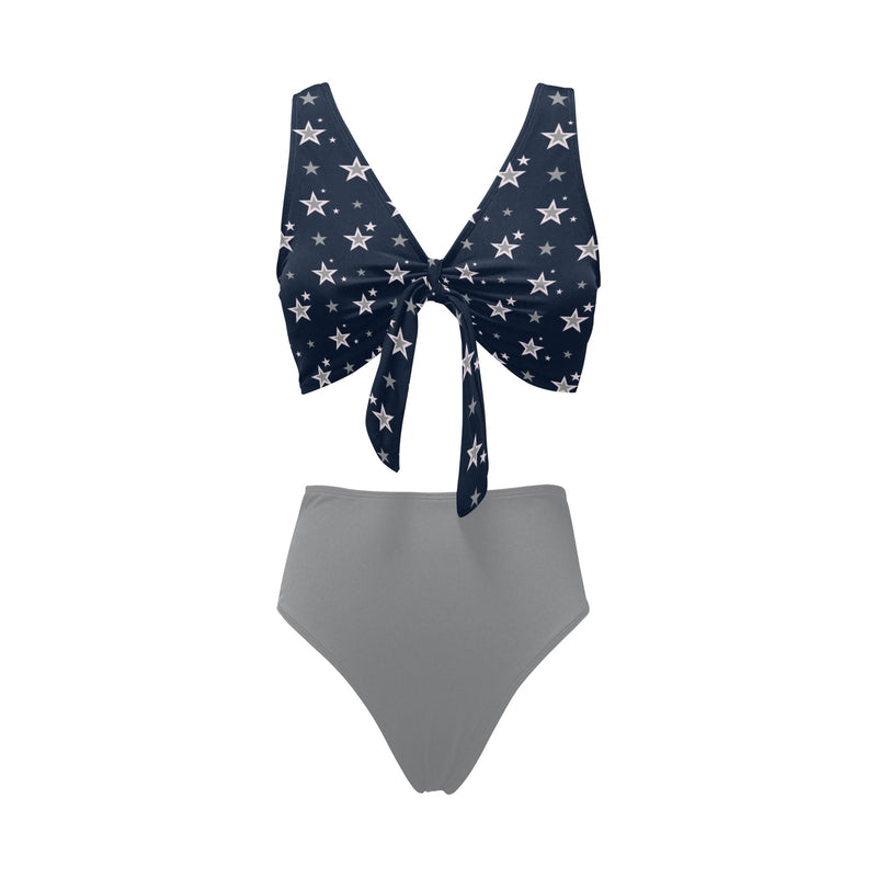 kemp logoed swimsuit gray print Chest Bowknot Bikini Swimsuit (Model S33) - Objet D'Art