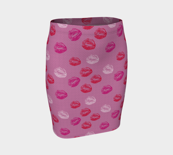 Kiss Print Fitted Skirt - Objet D'Art