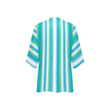 biscayne atoll white pattern print Women's Kimono Chiffon Cover Up (Model H51)