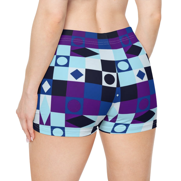 M Kemp Brand Print Women's Shorts - Objet D'Art