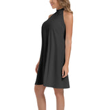 Black Tie Back Halter Neck Flared Dress - Objet D'Art