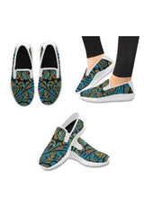 afro scroll Orion Slip-on Women's Canvas Sneakers (Model 042) - Objet D'Art