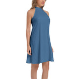 Micro Polka dot Tie Back Halter Neck Flared Dress - Objet D'Art