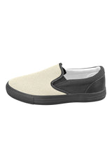 Soybean & Sweet Corn Herringbone Men's Slip-on Canvas Shoes (Model 019) - Objet D'Art