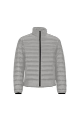 Gray Men's Stand Collar Padded Jacket (Model H41) - Objet D'Art
