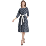 Boat Neck Belted Flared Dress