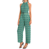 Halter Neck Buckle Belted Jumpsuit - Objet D'Art