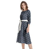 Boat Neck Belted Flared Dress