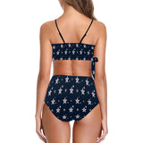 stars blue print 2 Knot Side Bikini Swimsuit (Model S37) - Objet D'Art