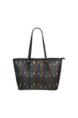rnbw plne tote bag Leather Tote Bag/Small (Model 1651) - Objet D'Art