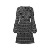 ogee outline print 2 V-Neck Loose Fit Dress (Model D62) - Objet D'Art