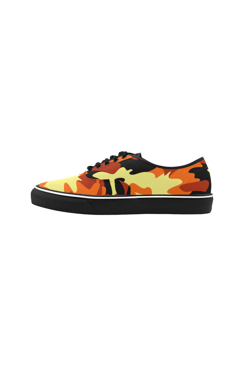 Fall Camouflage Classic Women's Canvas Low Top Shoes (Model E001-4) - Objet D'Art