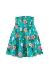Robin's Egg Floral Women's Skater Skirt - Objet D'Art