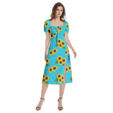 Puff Sleeve Split Thigh Midi Dress - Objet D'Art