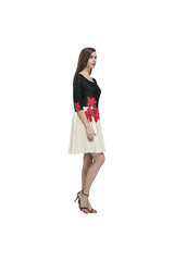 Hibiscus Accented Tethys Half-Sleeve Skater Dress - Objet D'Art