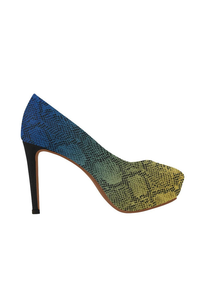 blue yellow ombre heels Women's High Heels (Model 044) - Objet D'Art