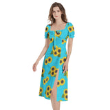 Puff Sleeve Split Thigh Midi Dress - Objet D'Art