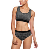 ogee outline print 2 Women's Sports Bra Yoga Set - Objet D'Art