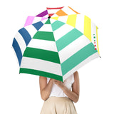 Colorful World Striped Semi-Automatic Foldable Umbrella - Objet D'Art