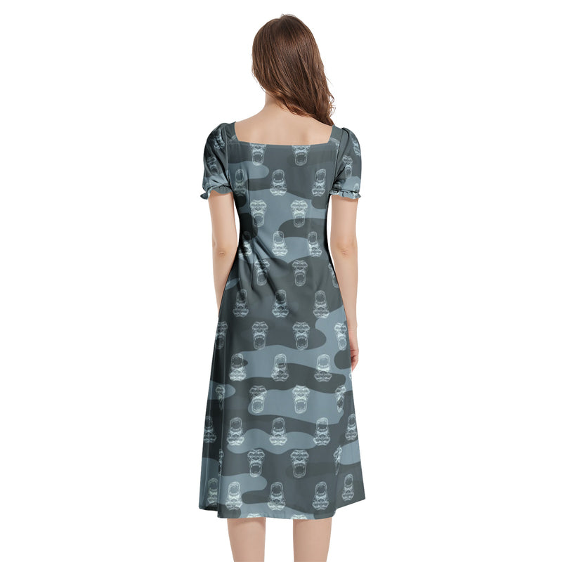 Puff Sleeve Split Thigh Midi Dress - Objet D'Art