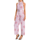 Halter Neck Buckle Belted Jumpsuit - Objet D'Art
