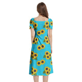 Puff Sleeve Split Thigh Midi Dress - Objet D'Art