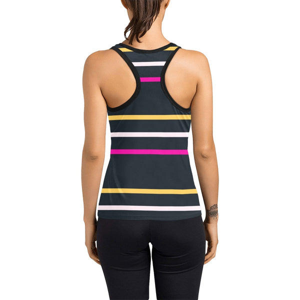 striped chained up 22 Women's Racerback Tank Top (Model T60) - Objet D'Art