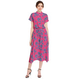Drawstring Waist A-line Flared Midi Dress - Objet D'Art
