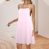 pink solid 2 Drawstring Neck Sleeveless Dress (Model D68) - Objet D'Art
