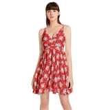 Spaghetti Strap Sleeveless Falred Hem Short Dress - Objet D'Art