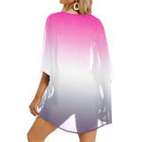 ombre fuchsia to grape Women's Kimono Chiffon Cover Up (Model H51) - Objet D'Art