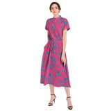 Drawstring Waist A-line Flared Midi Dress - Objet D'Art