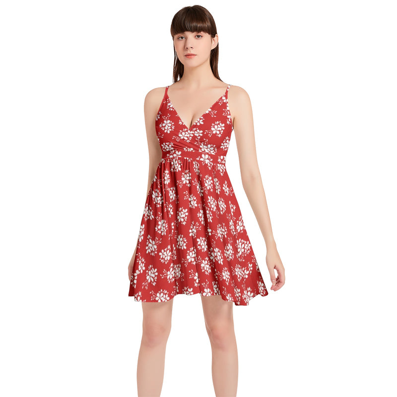 Spaghetti Strap Sleeveless Falred Hem Short Dress - Objet D'Art