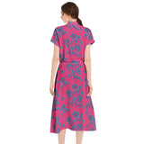 Drawstring Waist A-line Flared Midi Dress - Objet D'Art
