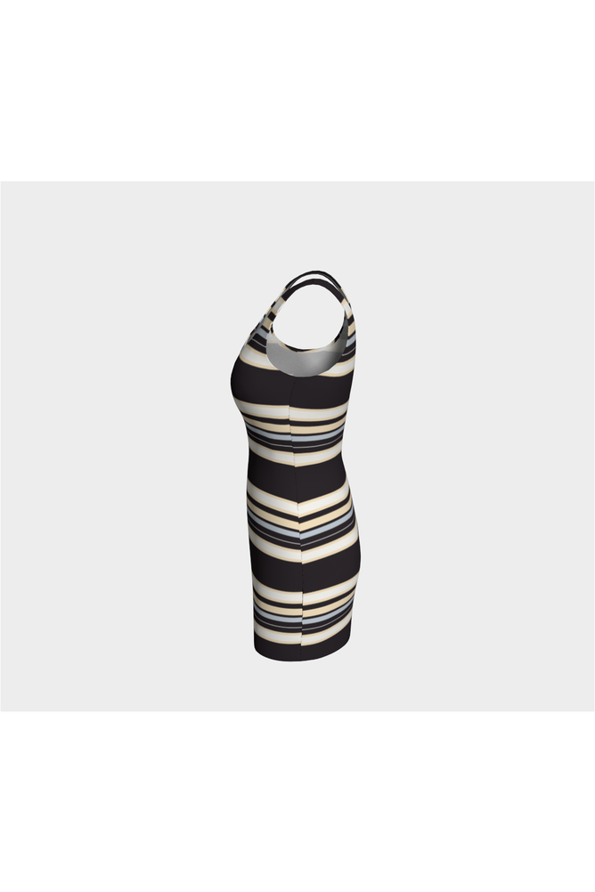 Brown and Tan Striped Bodycon Dress - Objet D'Art