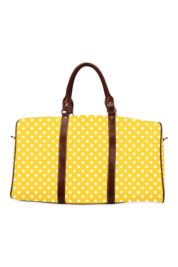 Mustard Polka Dots Waterproof Travel Bag/Large (Model 1639) - Objet D'Art