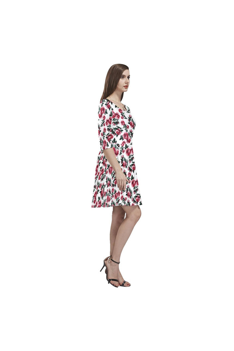 rose D20 SLEEVES Tethys Half-Sleeve Skater Dress(Model D20) - Objet D'Art