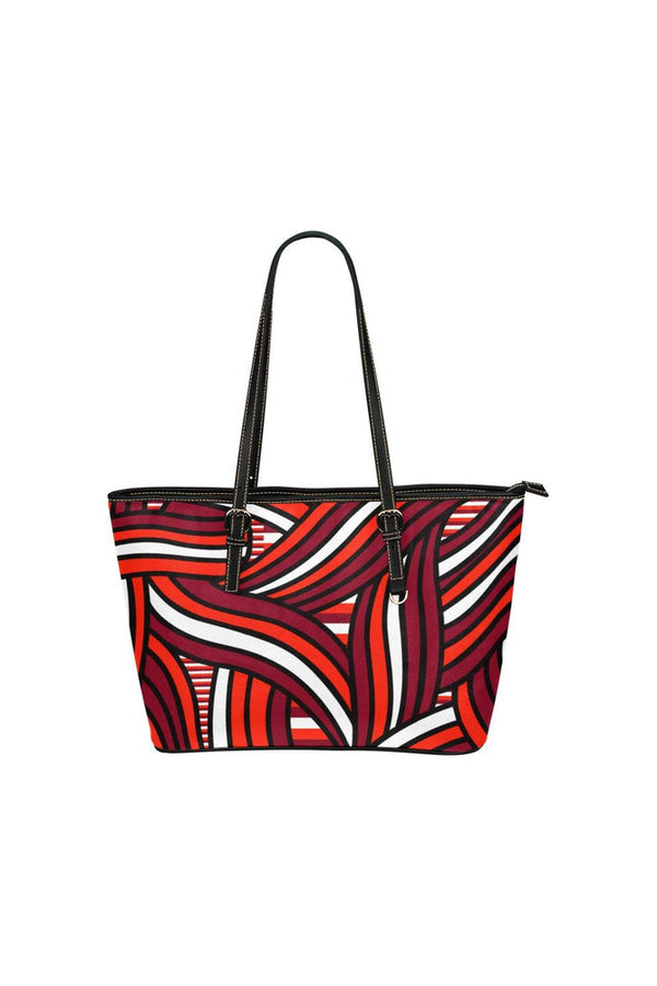 Abstract Strands Leather Tote Bag/Small - Objet D'Art