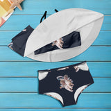 cheribum navy sky print Women's Ruffle Off Shoulder Bikini Swimsuit (Model S45) - Objet D'Art